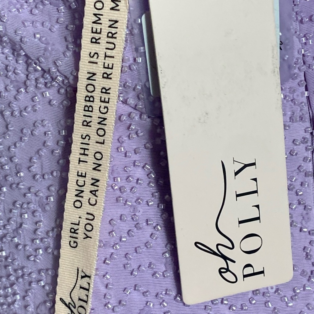 Oh Polly Venice Embellished Plunge Halter Neck Midaxi Dress in Lilac Size 10 - Picture 16 of 16